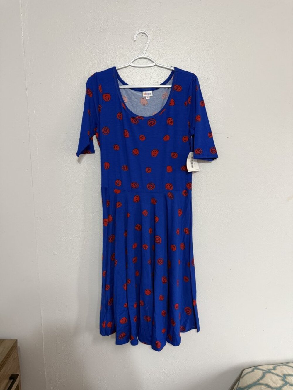 NWT LuLaRoe Nicole Blue Red Swirl Dress XL 💙